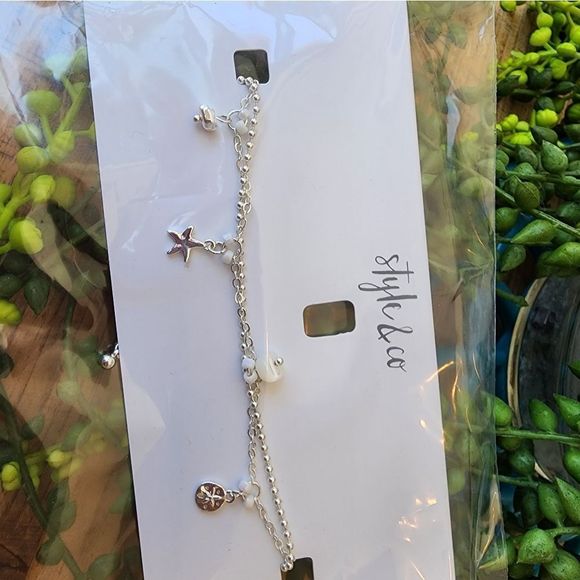 Style & Co (#2) beach themed silver tone inklet with sand dollar and starfish… - Picture 5 of 5